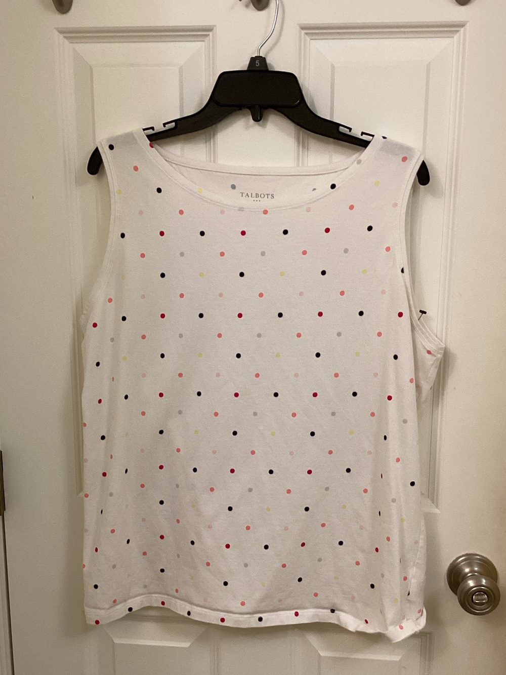 Talbots White Tank Top with Red, Navy, Pink & Yellow Dots